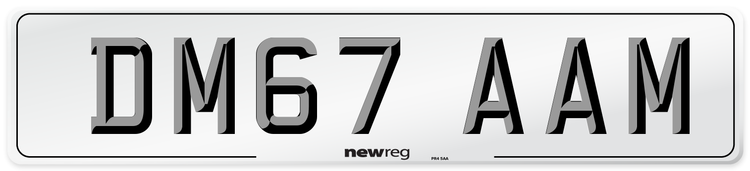 DM67 AAM Number Plate from New Reg